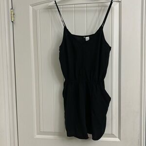CLEARANCE - Divided Black Short Romper with Pockets